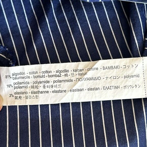 Zara Blue & White Striped Button Down Shirt Dress Side Pockets EUC Size S - Picture 11 of 12